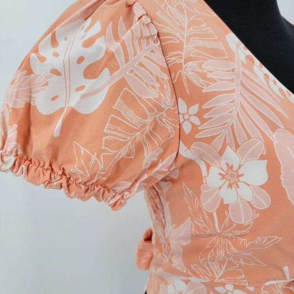 Madden NYC Top Juniors Large Crop Puff Sleeves Tie Back Floral Padded NEW - Picture 5 of 10